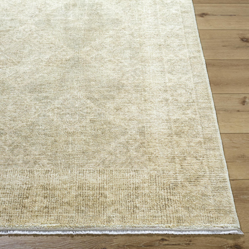 Vintage Beige and Tan Synthetic Rectangular Area Rug 5' x 7'