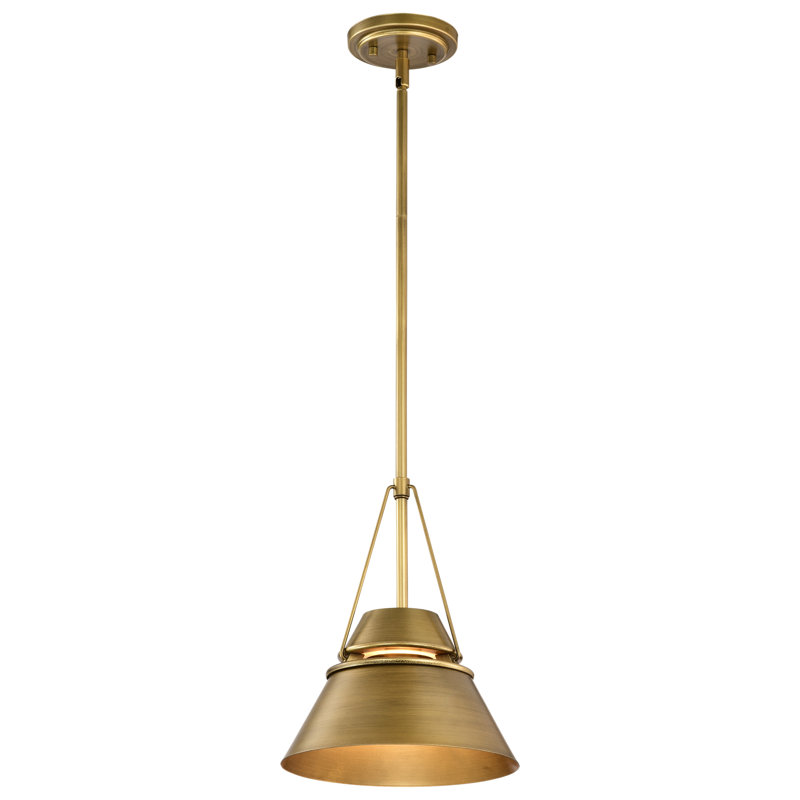 Luminaire suspendu conique à 1 lumière Maricarmen, H 51,5 po x l 10 po x P 10 po, Laiton naturel