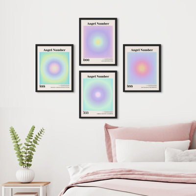 " Angel Number Aperture Collages Shapes Patterns Illustration Wall Decor Preppy Room Decor " 4 - Pieces