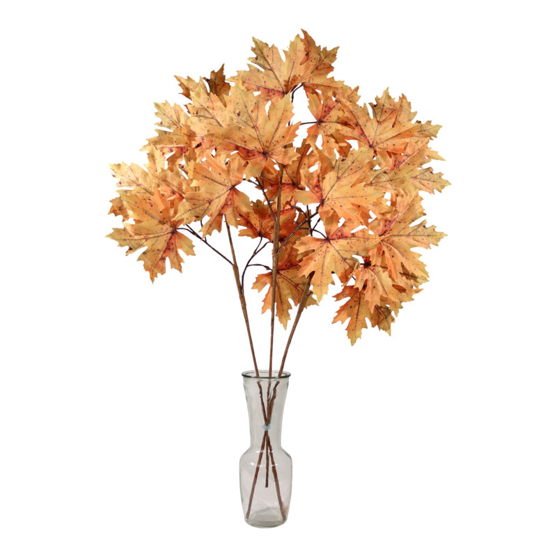 29" Maple Leaf Spray With 3 Branches – Artificial Fall Foliage Stem 3 Pack