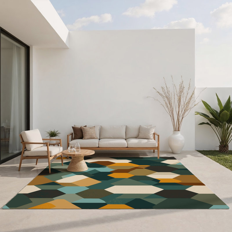 Earth Architecture Indoor And Outdoor Area Rug, Rectangle 5' x 7'