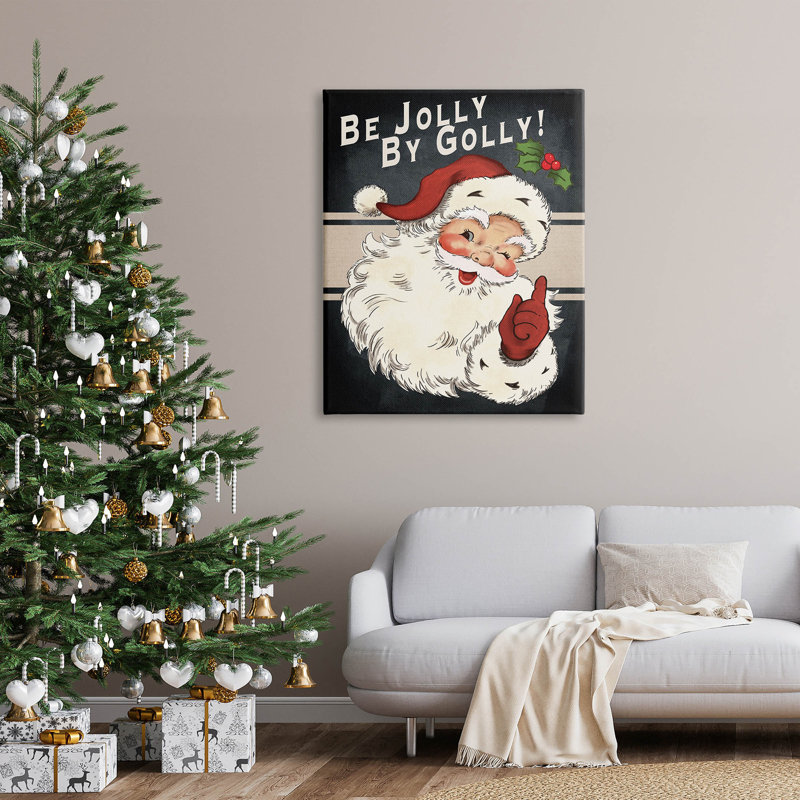 «Be Jolly» par Golly, art mural rétro sur toile de Noël par Jo Moulton, H 48 po x l 36 po x P 1,5 po