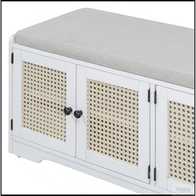 Banc de rangement Rustic, Bleu marine antique, beige