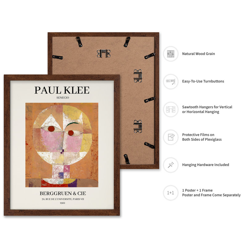 Paul Klee - Senecio, Poster, 18"H x 24"W, Brown Framed