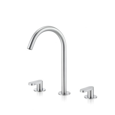 Acquaco Linki Linea Deck Mount Three-Hole Two Handle Widespread Bathroom Lavatory Faucet
