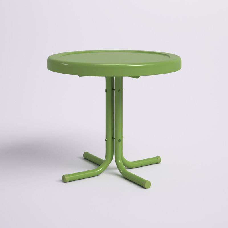 Alanna Round Metal Outdoor Side Table , 22'' in. W 22'' in. D, Pastel Green Satin