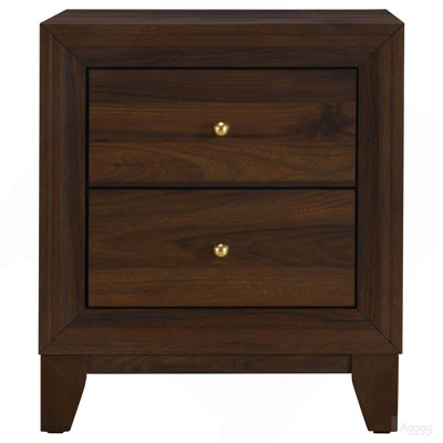 Anza Walnut 2-drawer Nightstand Bedside Table