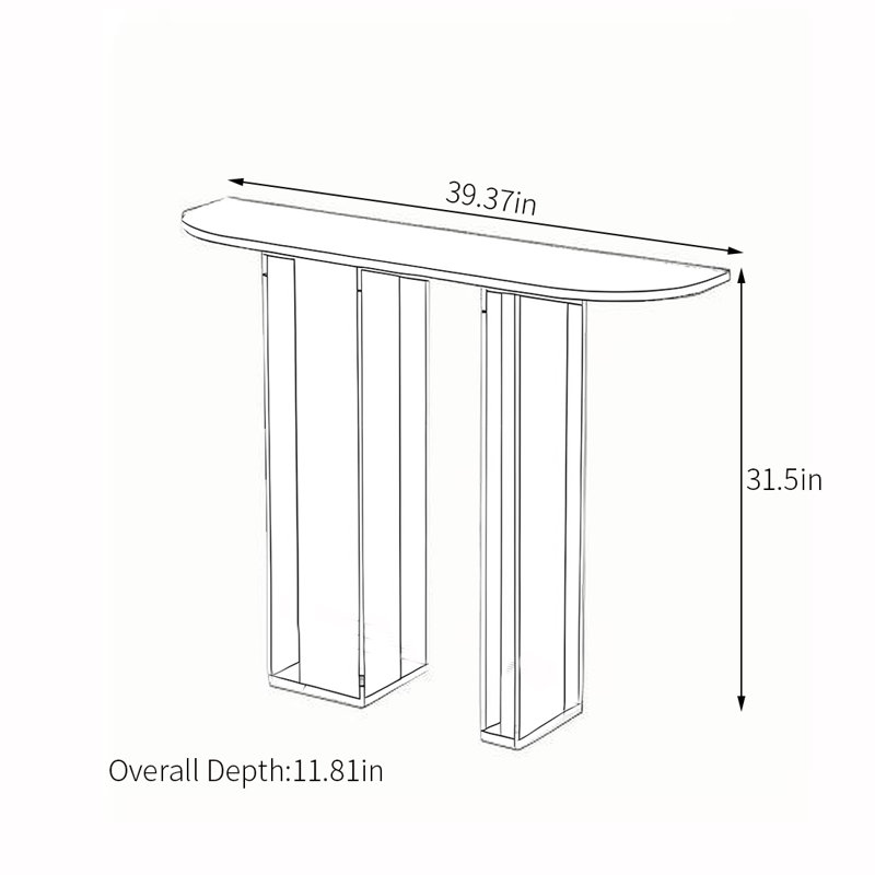 Console simple en bois massif et acrylique, Transparent / orange, H 31,5 po x l 39,37 po x P 11,81 po