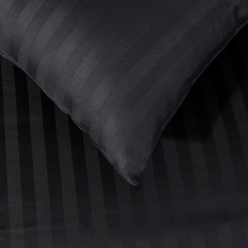 Single Stripe Duvet Set, Super King Duvet Cover + 2 Standard Pillowcases, Black
