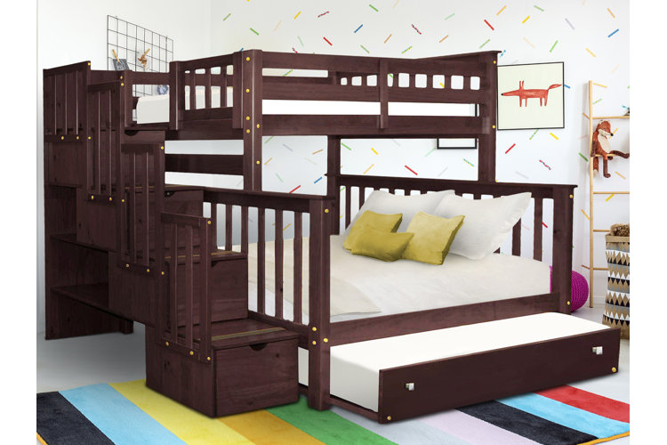 Tena 4 Drawer Solid Wood Standard Bunk Bed with Trundle and with Shelves