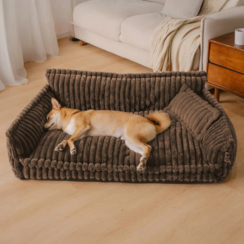  Canapé-lit lavable moelleux pour chien, brun, taille 2xl, Brun
