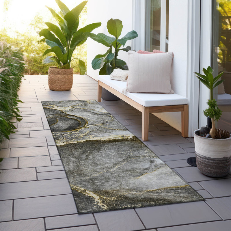 Tapis intérieur / extérieur Alfonzo avec envers antidérapant, Tapis de couloir 2 pi 3 po x 7 pi 6 po