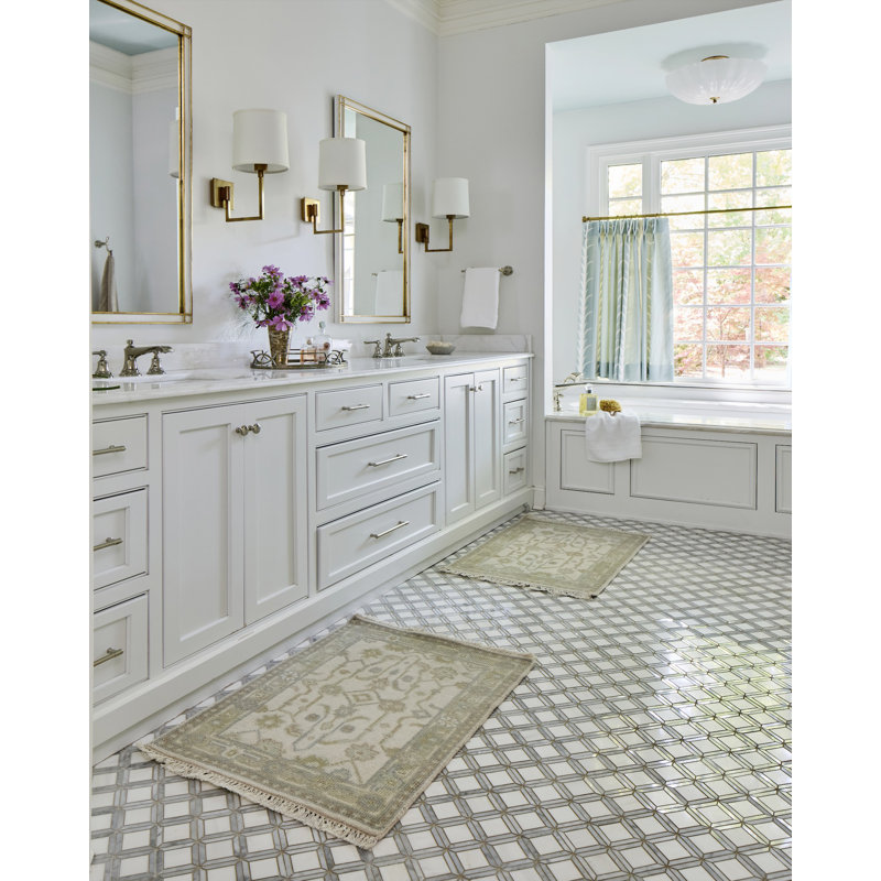 Pearl Hand Knotted Wool Geometric Area Rug, Rectangle 2' x 3'