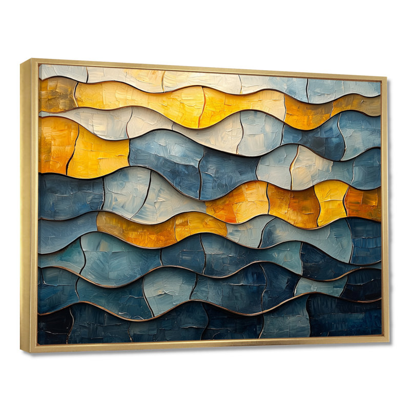 Withrow - Abstract Canvas Art Print, H 30 po x l 40 po, Impression encadrée flottante, Doré