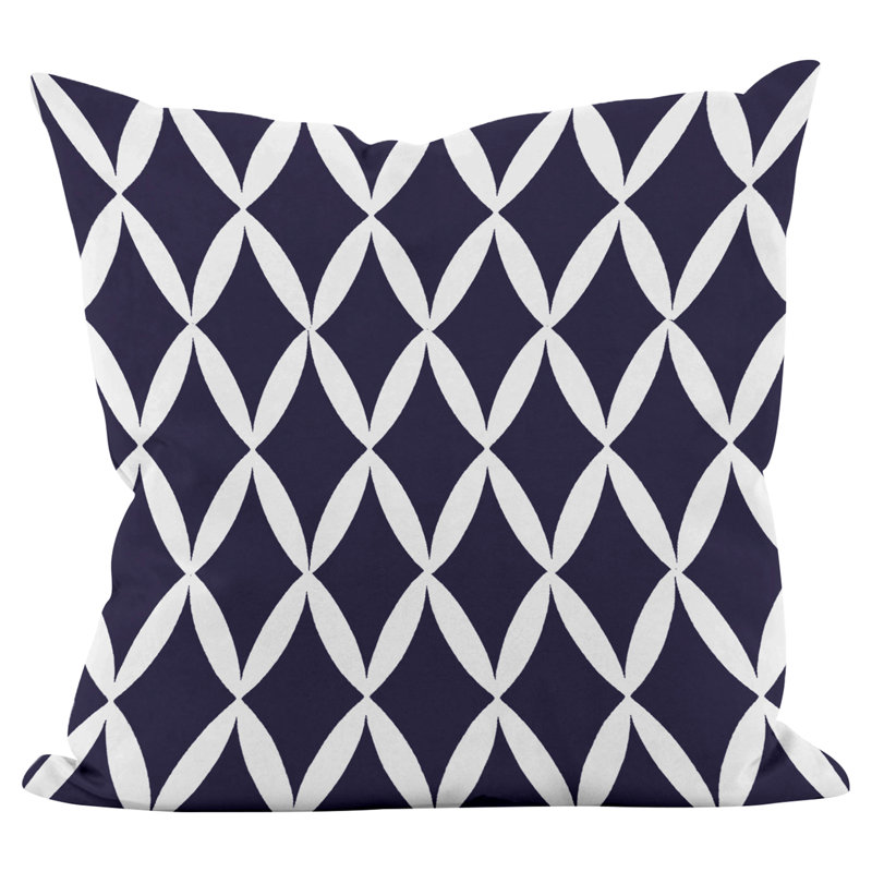 Housse et insert de coussin géométrique carré, Bleu marine printanier, 18 po x 18 po