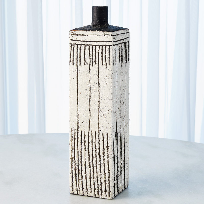 Black and White Ceramic Tall Decorative Table Vase