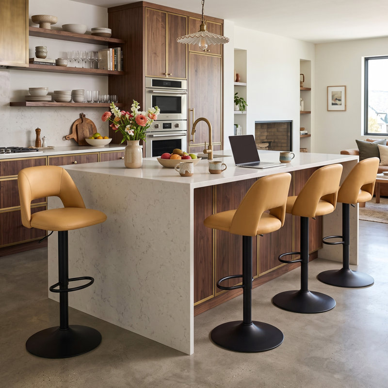 Swivel Yes Bar Stool, Camel / Black