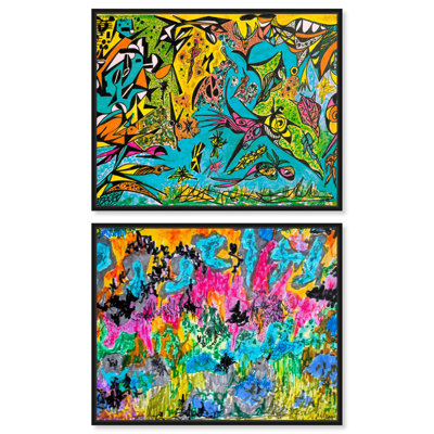 Wilderness Undersea Set Canvas Set of 2 Graffiti Abstracts by 