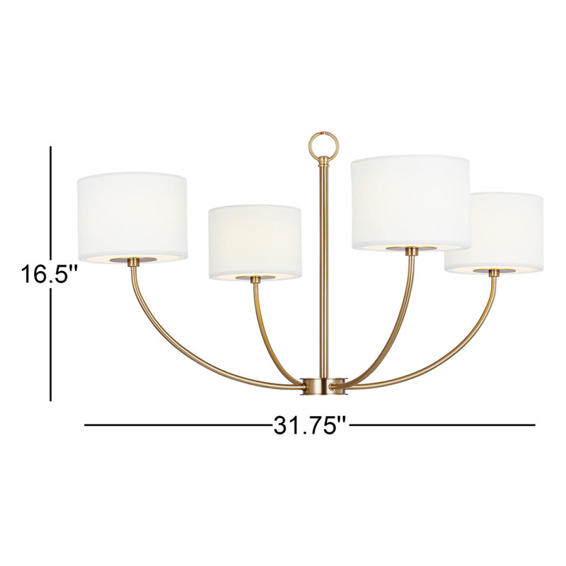 Tanyel 4-Light Chandelier, Burnished Brass