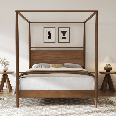 Solid Wood Canopy Bed Frame Four Posters Bed No Box Spring Needed