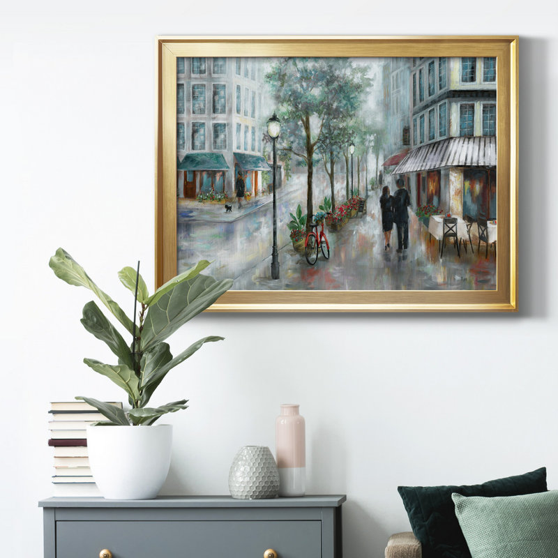 Toile encadrée de qualité supérieure - prête à être suspendue, H 22,5 po x l 30,5 po x P 1 po, Cadre doré, Pas de tapis