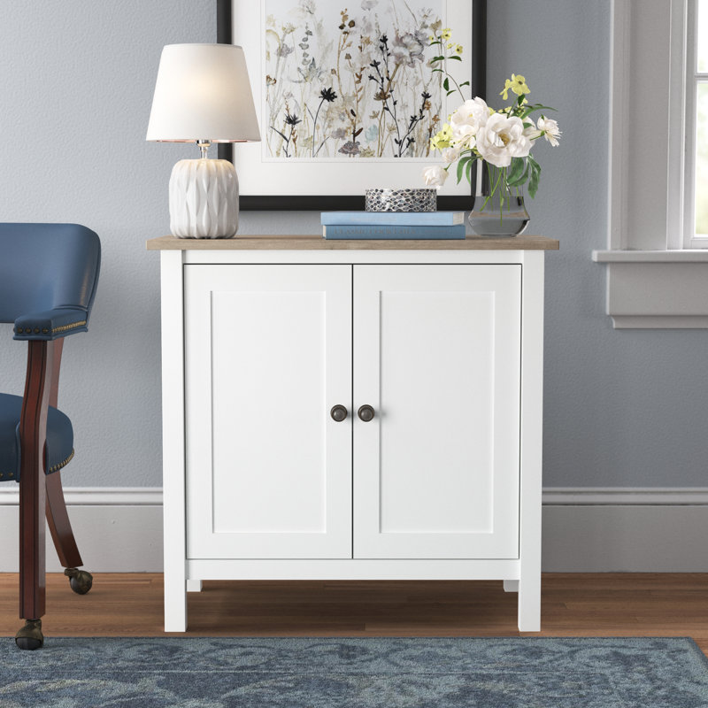 Armoire de rangement avec portes Shelonda, Blanc pur / déclin gris