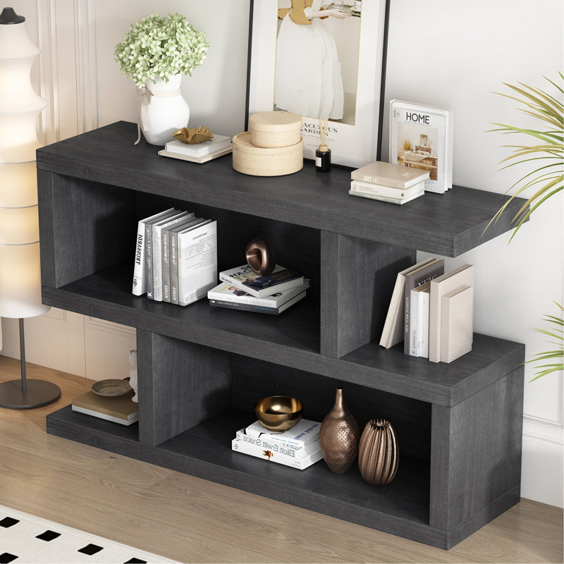 Narrow Console Table With Symmetrical Design, Retro Entryway Table With 2-Tier Open Shelf, Sofa Table For Entryway, Hallway And Living Room