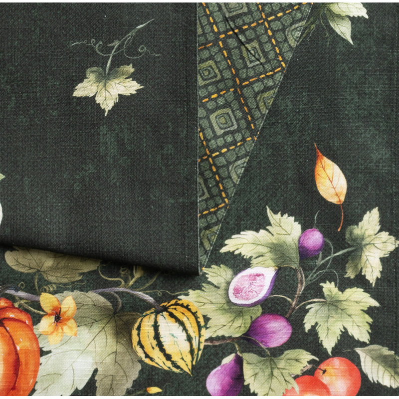 Maison D'' Hermine Pumpkin Garden Dark Green 100% Cotton  Table Runner - Double Layer 14.5 Inch By 72 Inch, 72" x 14.5"