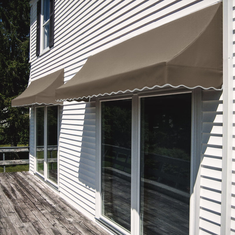 Auvent fixe en tissu acrylique Awantech Nantucket, H 31 po x l 52,5 po x P 24 po, Taupe