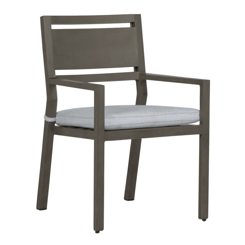 Avondale Aluminum Patio Dining Armchair with Cushions, Avondale Aluminum #31 Slate Gray, Welt, Linen Chambray