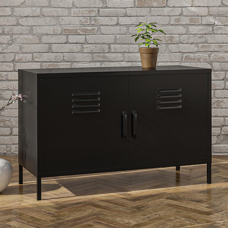 2-door metal locker accent cabinet, Black