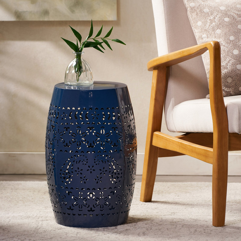 Table d'appoint d'extérieur en métal, Bleu très foncé