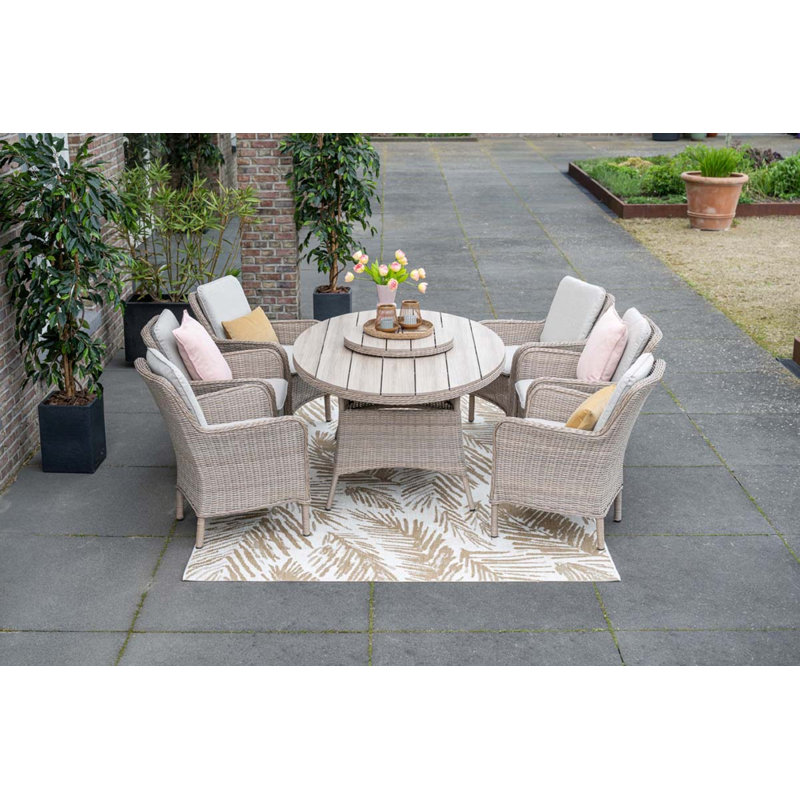 Burnvale 6 - Person Wicker Patio Dining Set with Oval Table , Cushions Included