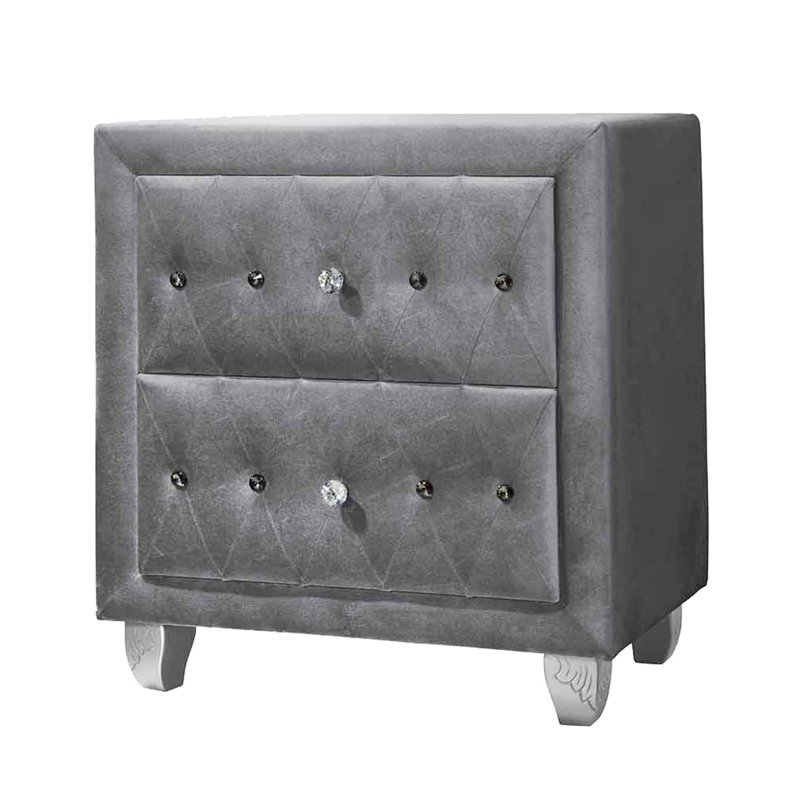 Ensemble de chambre à coucher 2 pièces avec table de chevet Mikrut, Très grand, Gris