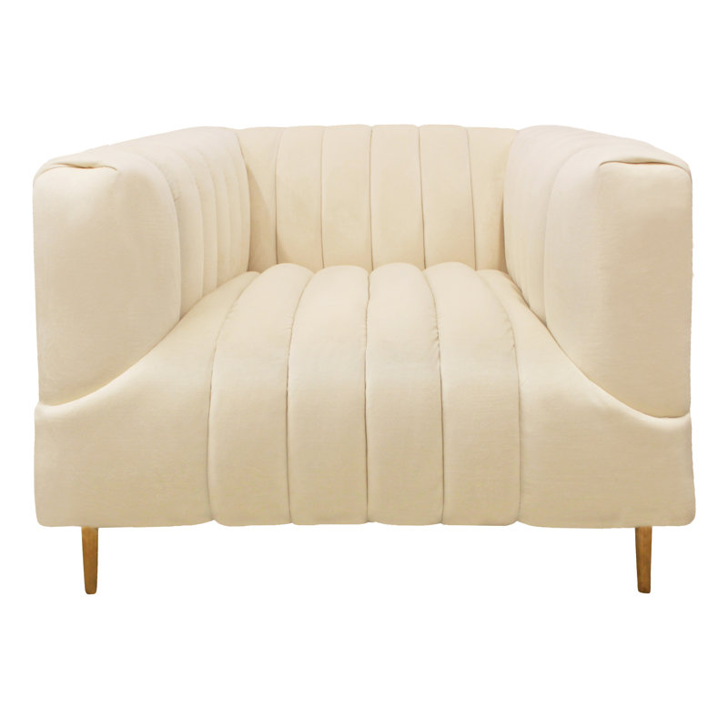 Gleaves Velvet Accent Chair, Ivory Velvet