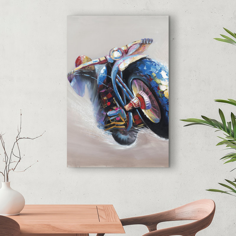 Moto en saut - Toile contemporaine pour la décoration intérieure