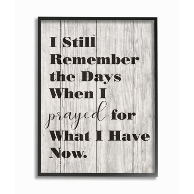 " Planked Days When I Prayed "