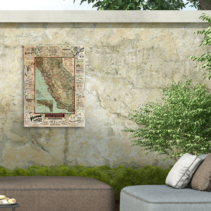 Marcus Jules Map Of California Outdoor  Canvas, 14" H x 19" W