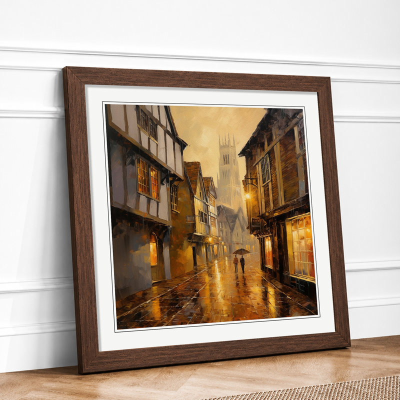 City Of Canterbury Impressionism - Single Picture Frame Print on Wood, Walnut