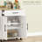 White Microwave Stand With Electrical And Flexible Storage, Rolling Kitchen Island Ac Outlets, Ports, Drawer, Cabinet Adjustable Shelf Mobile Storage Connections - White, Cabinet, Towel Rack, Spice