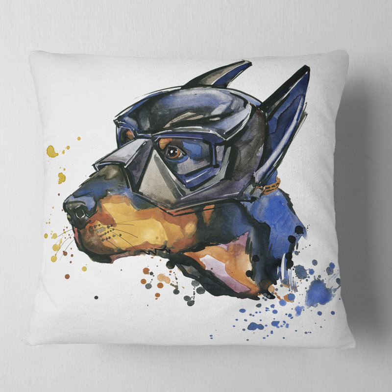Coussin Doberman Superman, Carré, 16 po x 16 po