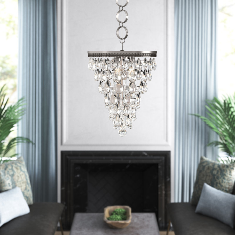 Beno 3 - Light Dimmable Tiered Chandelier, Antique Silver