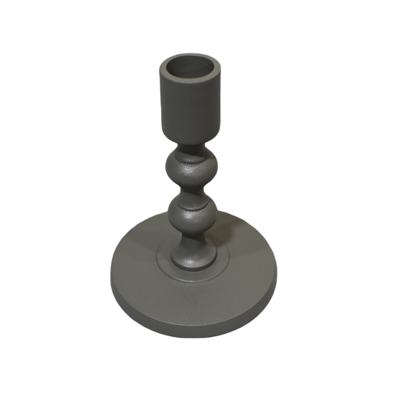 Bougeoir de table en aluminium 12 po, gris, H 5,5 po x l 4 po x P 4 po
