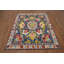 Tapis bleu à motif floral Oushak 5 x 7