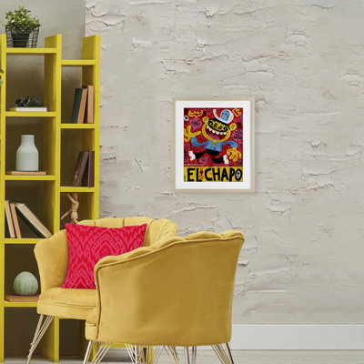 El Chapo Whimsical Cartoon Framed Print Under Glass, design by Jorge R. Gutierrez