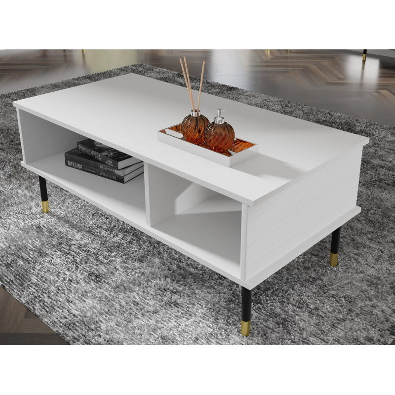 Wadkins Four Leg Coffee Table with Storage, White