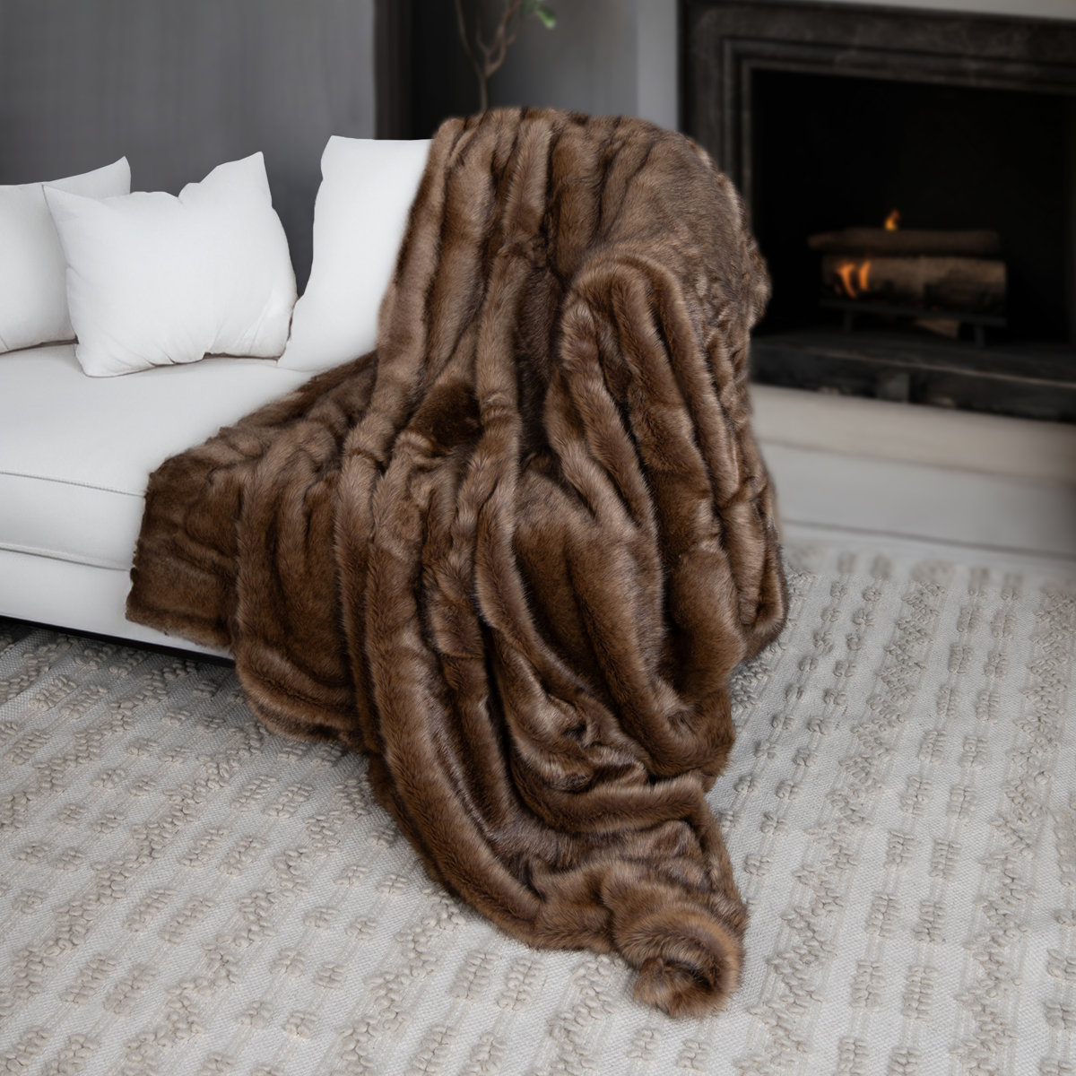 Best Home Fashion Faux Fur Throw - Thumbnail 2