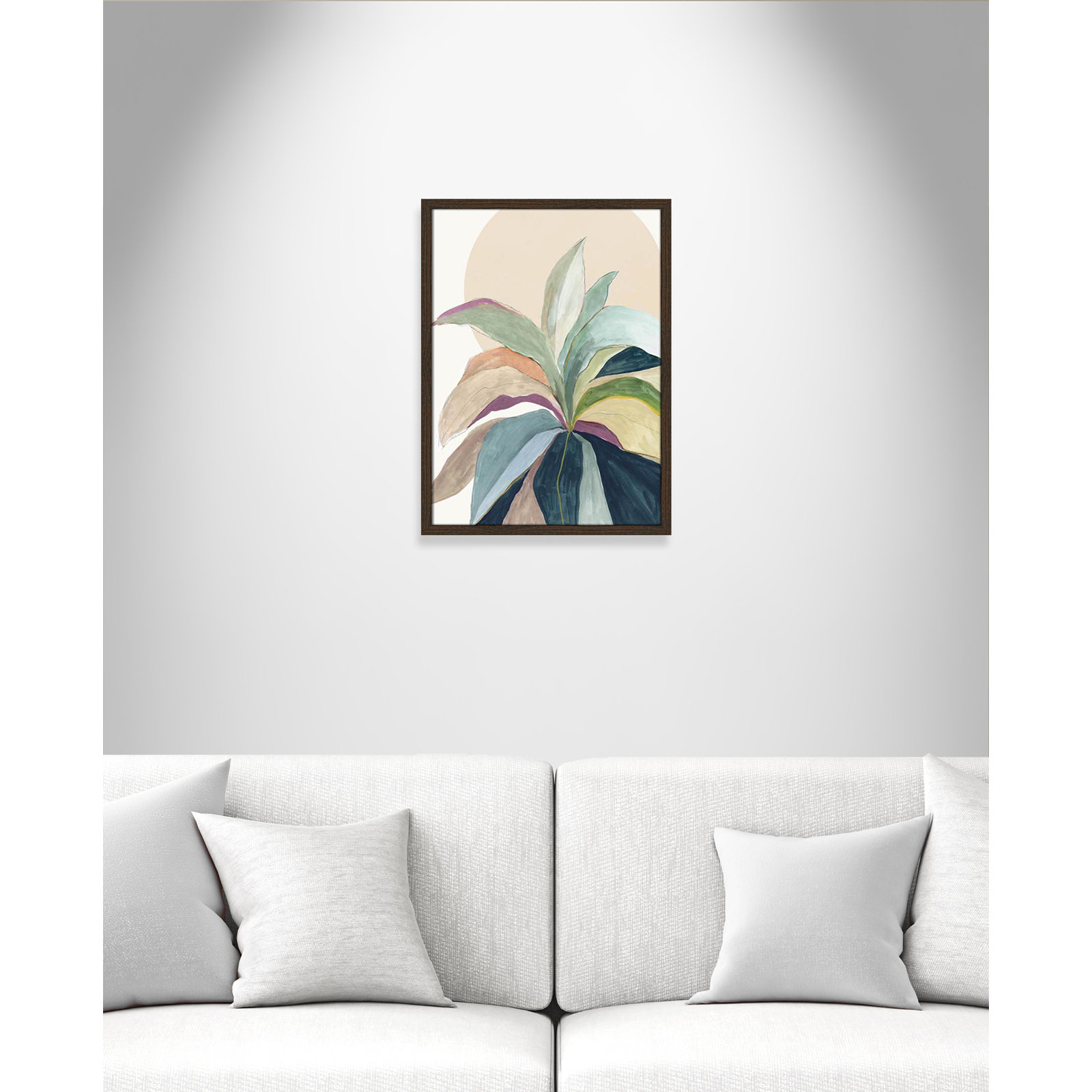 Sunny Bright Leaves II by Asia Jensen, 23" H x 17" W x 0.75" D, Walnut Slim Unmatted Picture Framed