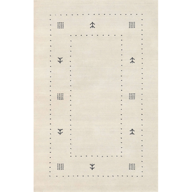 Tapis de surface beige en laine touffeté à la main Mellon