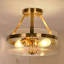 Plafonnier semi-encastré 2 lumières Modern Brass Gold avec abat-jour en verre bullé